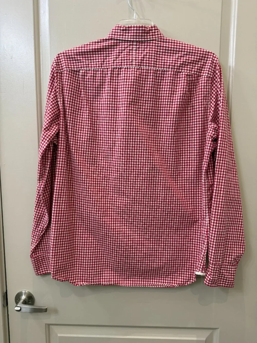 J. Crew Mens Classic L Red/White Gingham Long Sleeve Button Down.